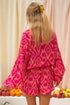 Bohemian Aztec Geometric Print Puff Sleeve Ruffled Sleepwear Set