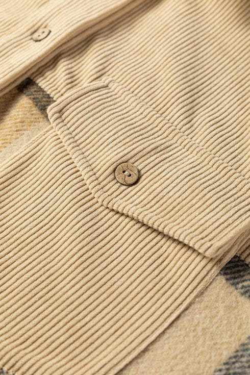 Retro Western Patchwork Corduroy Plaid Shacket