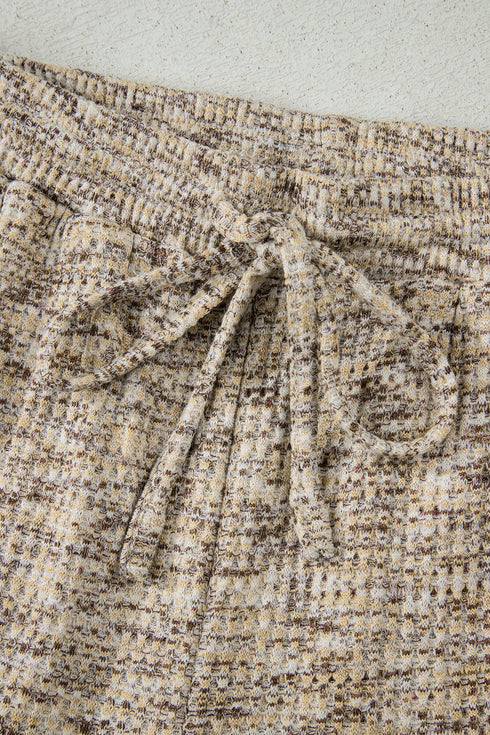 Textured Ruffle Sleeve Top And Drawstring Short Sets