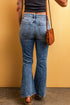 Distressed Solid Denim Flare Leg Silhouette Jeans