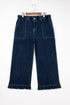 Elastic Waist Ruffled Wide Leg Denim Pants
