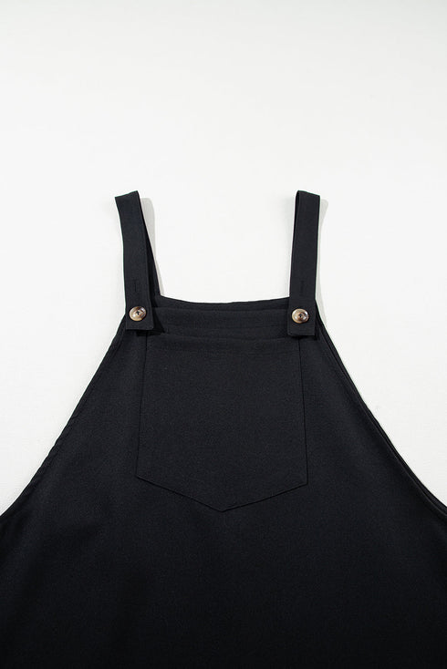 Minimalist Button Strap Pinafore Overall Dress