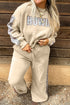 Howdy Letter Print Side Stripe Long Sleeve Lounge Set