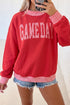 Gingham Plaid Letter Print Tunic Pullover Sweatshirt