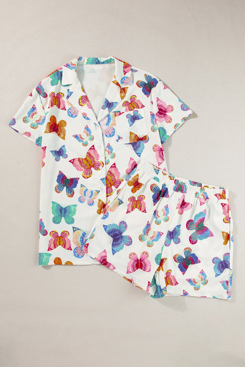 Casual Butterfly Pattern Short Sleeve Pajama Set Sleepwear