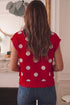 Relaxed Polka Dot Print Decorated Button Sweater Vest