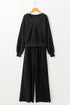 Relaxed V Neck Wide Leg Two Piece Set