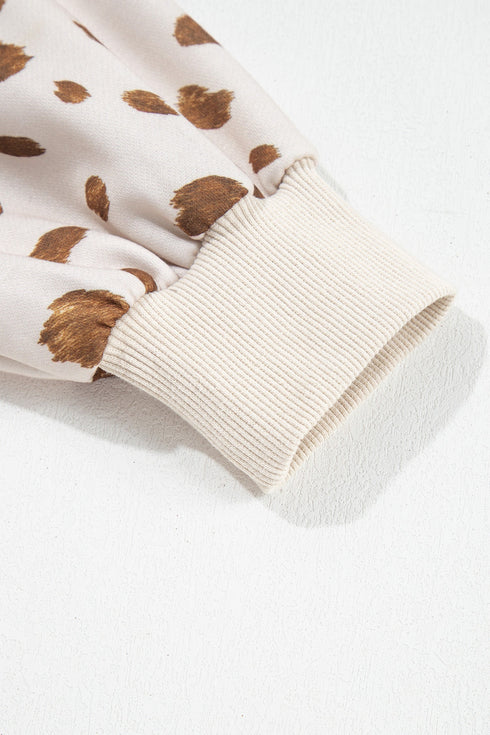 Leopard Print Dropped Shoulder Round Neck Sweatshirt