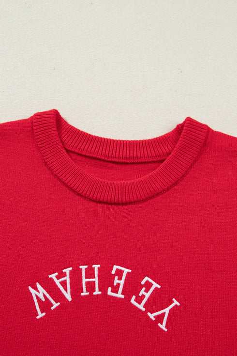 Yeehaw Graphic Sleeveless Crew Neck Knit Sweater