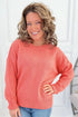 Drop Shoulder Ribbed Knit Long Sleeve Sweater