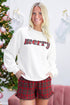 Plaid Slogan Embroidery Pocket Long Sleeve Lounge Set