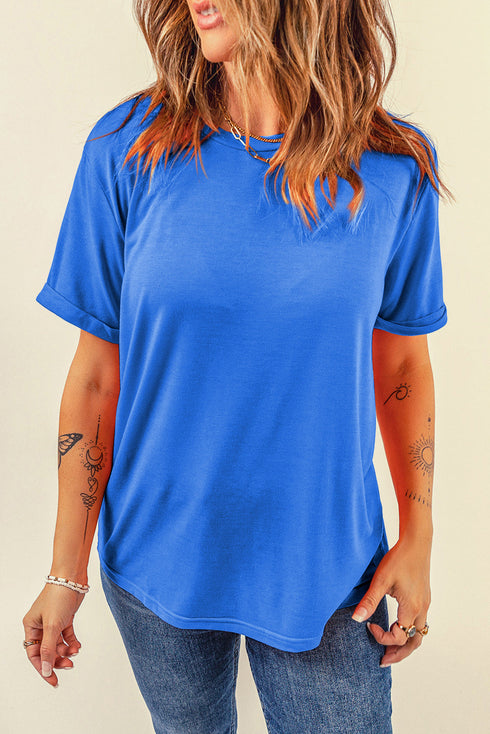 Soft Stretch Blend Crew Neck Short Sleeve Tee