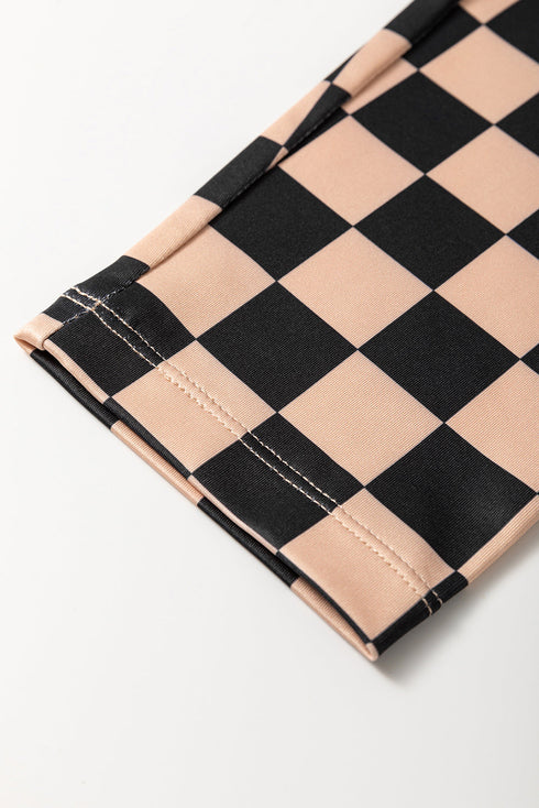 Checkered Print High Waist Stretch Skinny Leggings