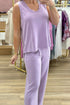 Casual Mineral Wash Drawstring Wide Leg Pant Set
