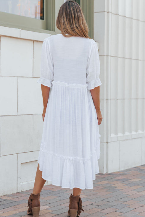 Bohemian Tiered Ruffle High Low Open Front Kimono