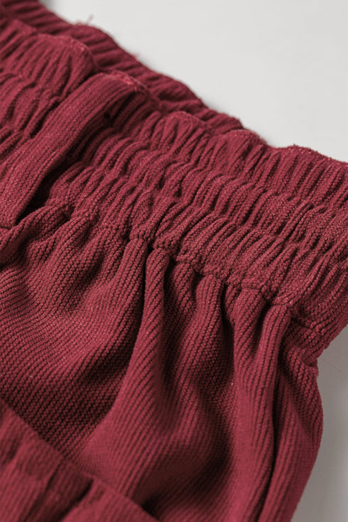 Polyester Racing Elastic Waist Drawstring Corduroy Pants