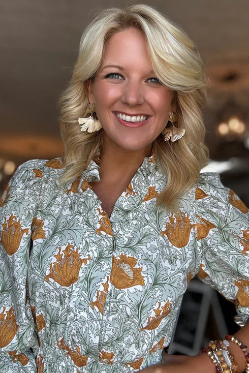 Bohemian Frilled V Neck Bracelet Sleeve Long Floral Dress