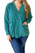 V Neck Waffle Textured Button Front Tunic Long Sleeve Jacket