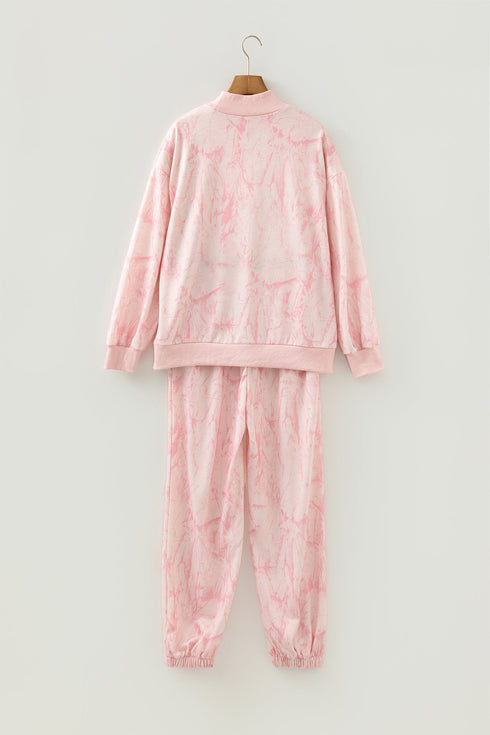 Camo Print Mock Neck Jogger Pant Set