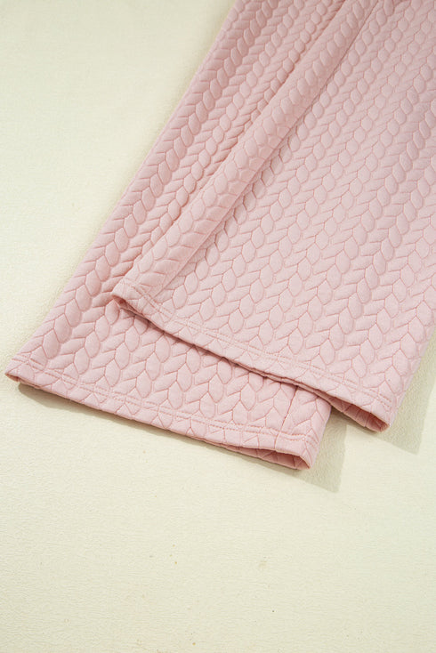 Braided Textured Ruffle Hem Wide Leg Pant Set