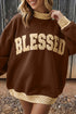 Blessed Letter Polka Dot Trim High Neck Baggy Sweatshirt