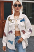 All Over Sequined Animal Print Textured Shirt Jacket