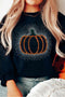 Polyester Cotton Rhinestone Pumpkin Graphic Pullover Sweatshirt