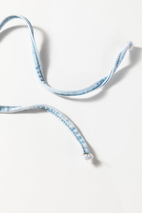 Exposed Stitch Detail Drawstring Wide Leg Barrel Jeans