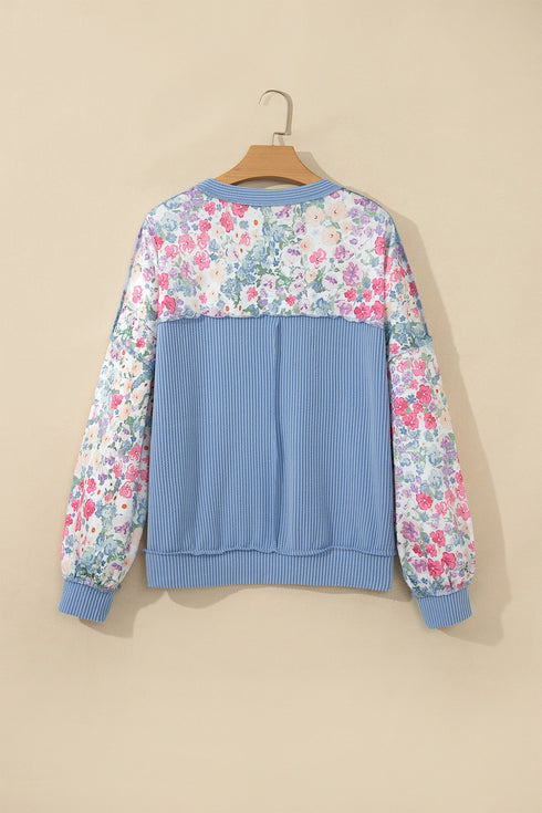 All Over Floral Print Round Neck Long Sleeve Top