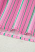 Striped Ruffle Trim Half Button Puff Sleeve Blouse
