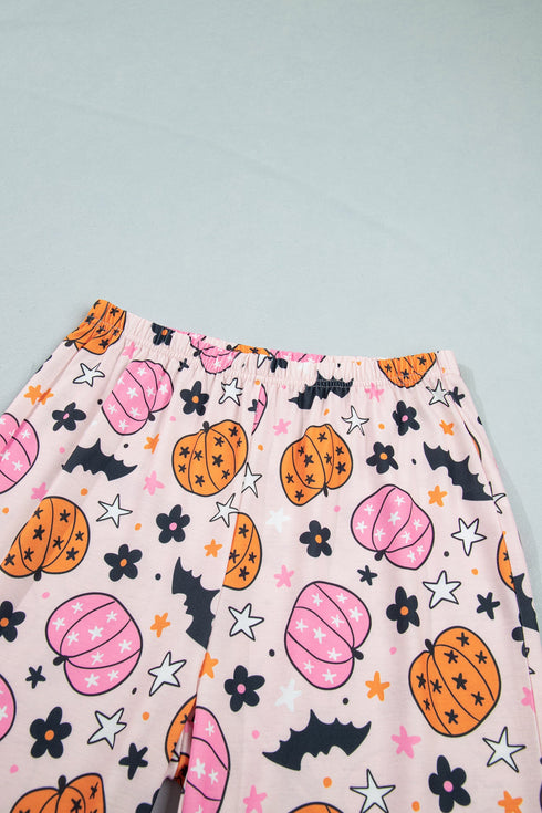 Allover Pumpkin Print Long Sleeve Coordinated Lounge Set