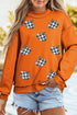 Sequin Pumpkin Print Mock Neck Tunic Sweatshirt