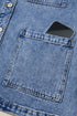 Patchwork Leather Collar Long Sleeve Denim Jacket