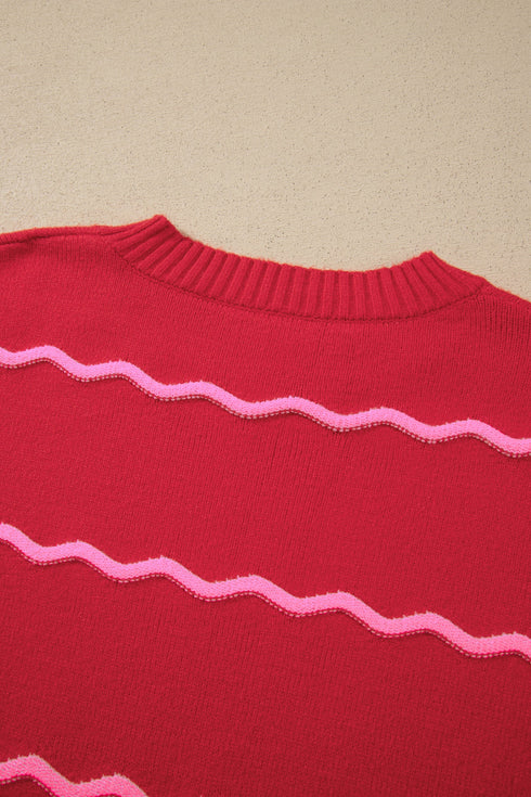 Striped Round Neck Long Sleeve Shift Pullover Sweater