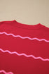 Striped Round Neck Long Sleeve Shift Pullover Sweater
