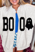 Boo Ghost Print Open Front Graphic Sweatshirt