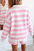 Striped Patchwork Zipper Pullover Elastic Waist Shorts Two Piece Short Set