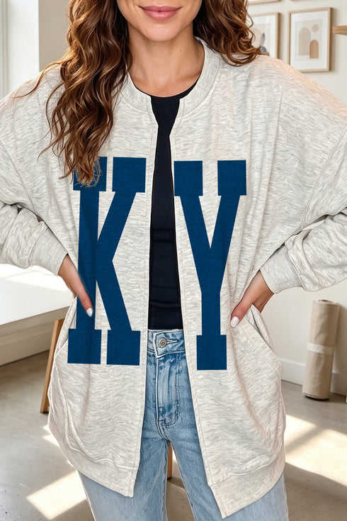 Ky Lettering Open Front Tunic Graphic Sweatshirt