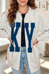 Letter Detail Open Front Tunic Graphic Sweatshirt