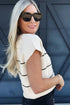 Striped Short Sleeve Button Front Shift Cardigan