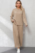 Loose Fit Textured Wide Leg Pullover And Pants Loungewear