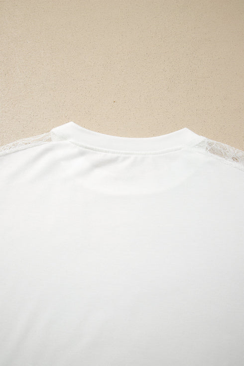 Lace Patchwork Round Neck Long Sleeve Top