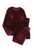 Plush Velvet Long Sleeve Top And Pant Set
