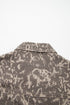 Abstract Print Long Sleeve Collar Raw Hem Denim Jacket