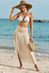 Smocked Waist High Slit Fringed Maxi Skirt