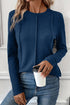 Exposed Seam Detail Crew Neck Long Sleeve Top