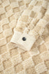 Checkered Corduroy Trim Metal Button Sherpa Jacket