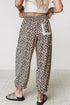 Leopard Print Ankle Length Elastic Waist Pants