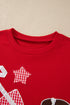Gingham Patch Embroidered Rugby Print Stars Sweatshirt