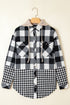Patchwork Mixed Plaid Drawstring Hooded Shacket